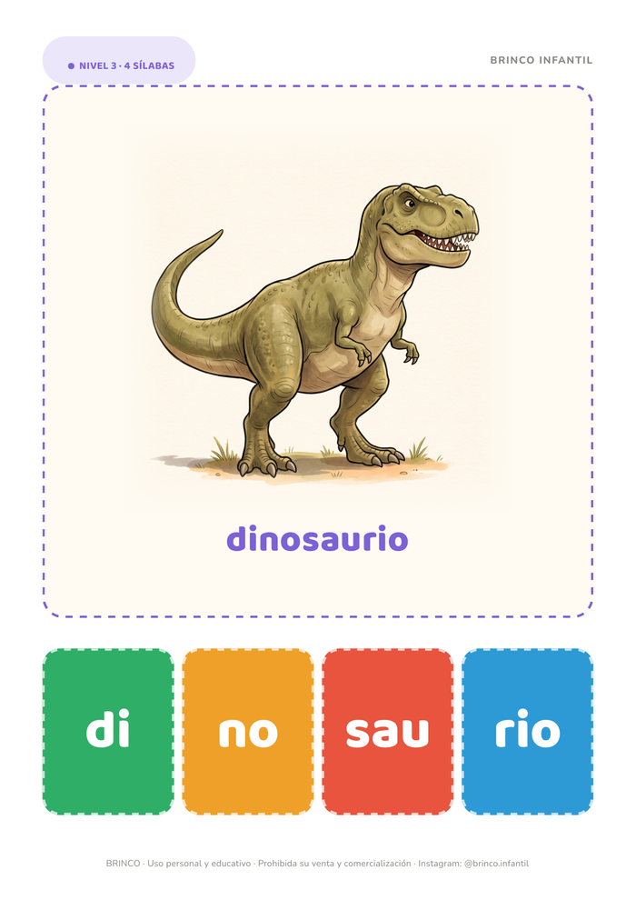 Actividad de sílabas con dinosaurio