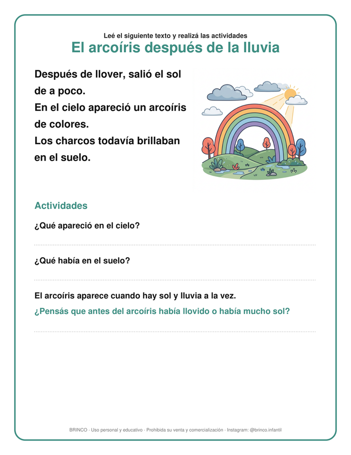Lectura El arcoíris después de la lluvia