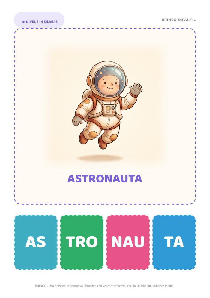 Actividad de sílabas con astronauta